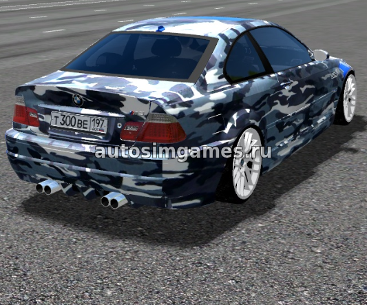 Машина BMW M3 E46 для City Car Driving 1.5.4 в камуфляжной окраске