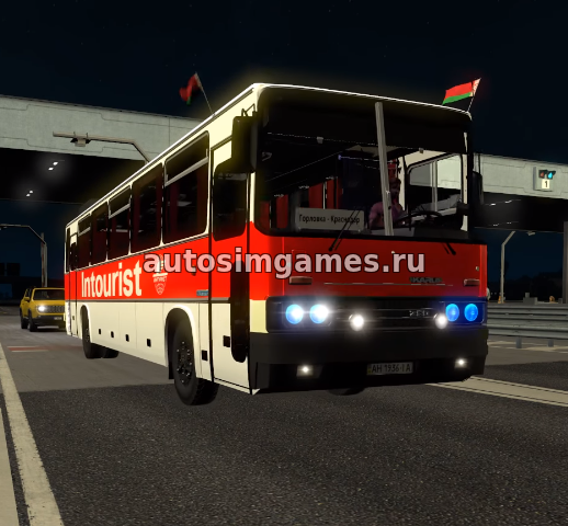 Мод ретро-автобус Ikarus 250.59 для ETS 2 v1.30 с красной перекраской