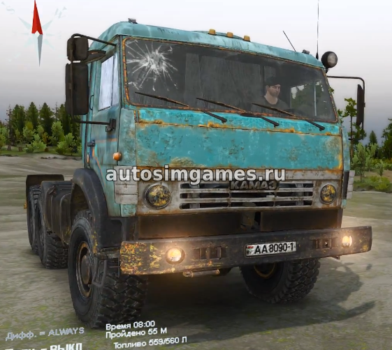 Мод российский грузовик Камаз-53504 для SpinTires 2018 03.03.16